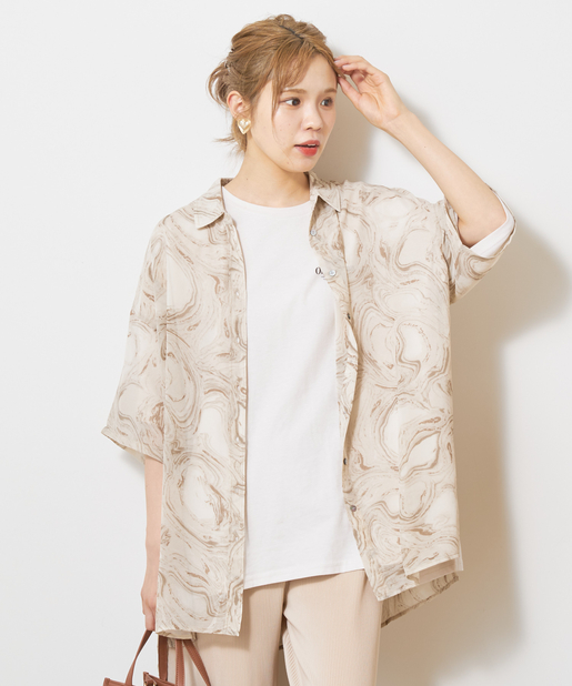 マーブル柄シャツ Nice Claup Outlet ナイスクラップ アウトレット レディース Pal Closet パルクローゼット パルグループ公式ファッション通販サイト