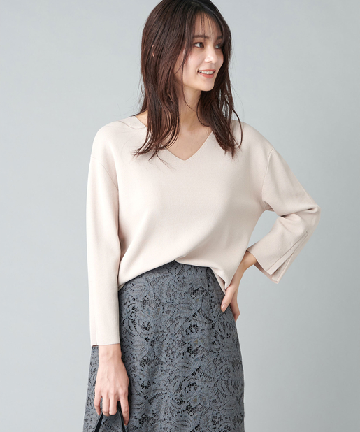 un dix cors(アンディコール) 【《きちんと感のある1枚》手洗い可】袖スリットニット