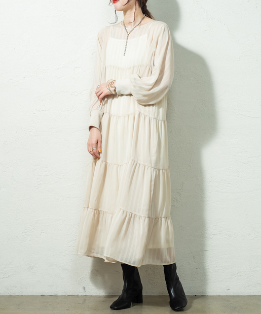 シアーストライプティアードワンピース Mystic ミスティック レディース Pal Closet パルクローゼット パルグループ公式ファッション通販サイト