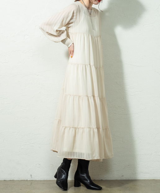 シアーストライプティアードワンピース Mystic ミスティック レディース Pal Closet パルクローゼット パルグループ公式ファッション通販サイト