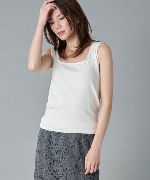 un dix cors(アンディコール) 【定番のマストアイテム】2WAYスクエアタンクカットソー