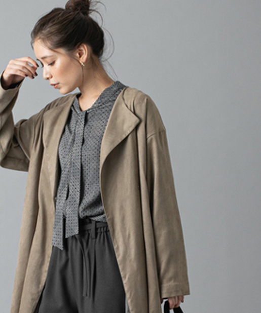 un dix cors(アンディコール) 【さらっと羽織れてきちんと感のある優秀コート】フェイクスエードトッパーコート