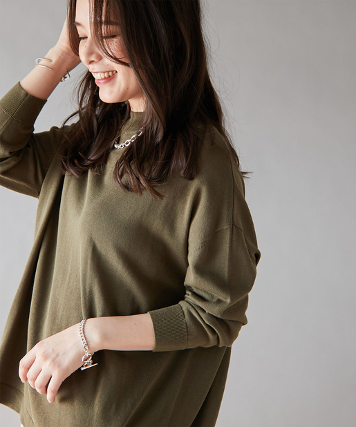 un dix cors(アンディコール) 【《着回し力抜群のベーシックニット》手洗い可】クルーネックルーズニット