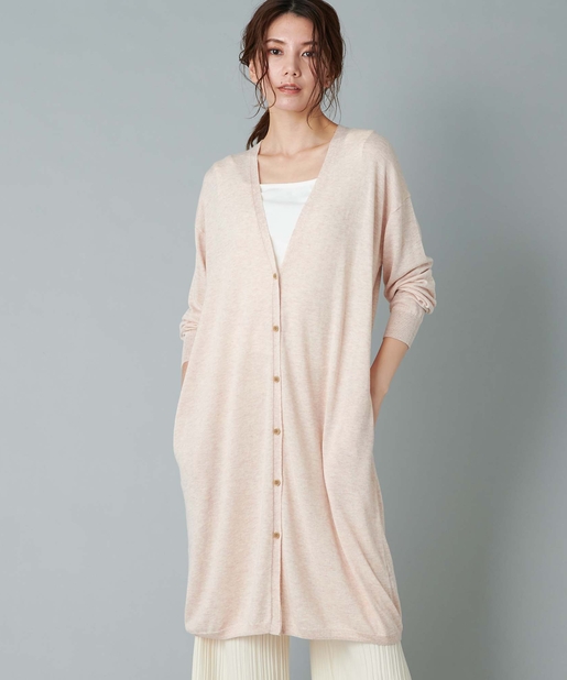 un dix cors(アンディコール) 【《柔らかな素材感が女性らしい》手洗い可】Vネックロングカーディガン