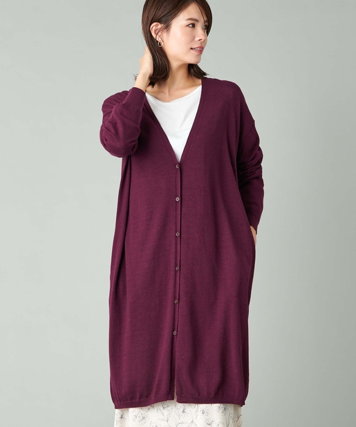 un dix cors(アンディコール) 【《柔らかな素材感が女性らしい》手洗い可】Vネックロングカーディガン