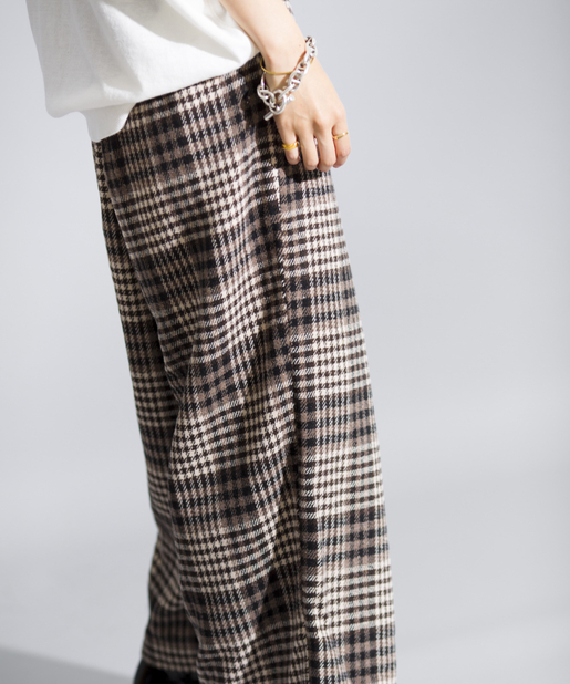 大人トラッドな雰囲気 起毛チェックラップワイドパンツ Chez Toi シェトワ レディース Pal Closet パルクローゼット パルグループ公式ファッション通販サイト