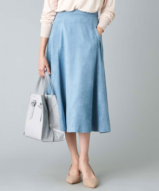 un dix cors(アンディコール) 【《ストレスフリーな着心地》手洗い可】フェイクスエードフレアスカート