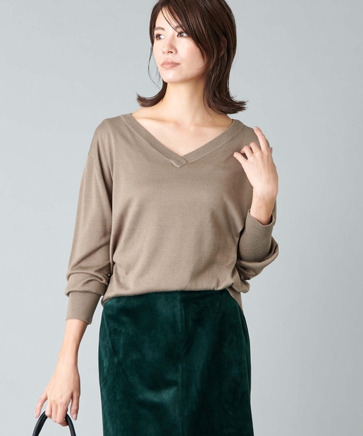 un dix cors(アンディコール) 【《着回し力抜群》手洗い可】Vネックハイゲージプルオーバー