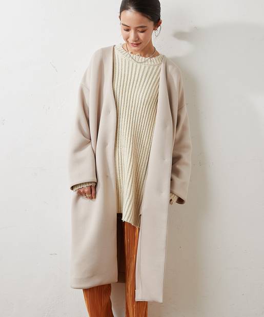 ダンボールノーカラーロングコート Discoat ディスコート レディース Pal Closet パルクローゼット パルグループ公式ファッション通販サイト