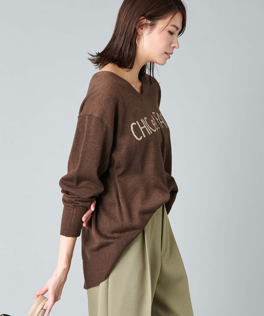 大人が着たいロゴアイテム 手洗い可 インターシャニット Un Dix Cors アンディコール レディース Pal Closet パルクローゼット パルグループ公式ファッション通販サイト