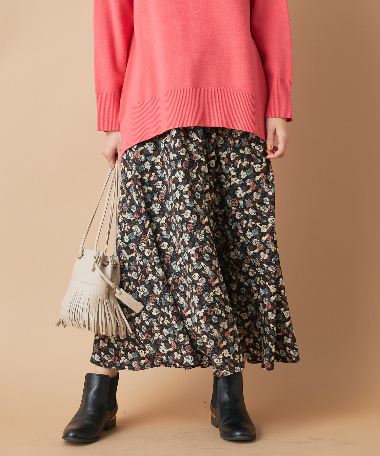 un dix cors(アンディコール) 【《女性らしい華やかな印象に》手洗い可】ダスティフラワーフレアスカート