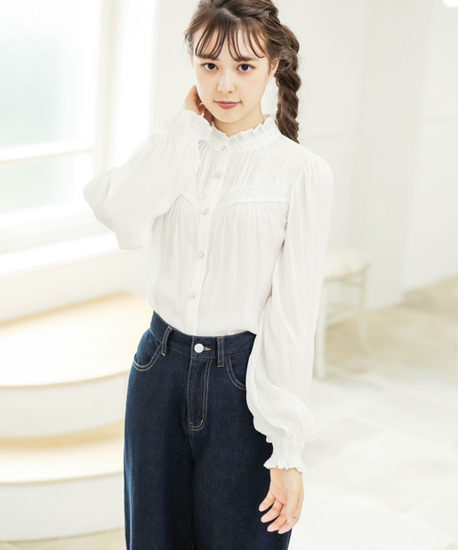 ヴィンテージサテンスタンドフリルブラウス Olive Des Olive オリーブ デ オリーブ レディース Pal Closet パルクローゼット パルグループ公式ファッション通販サイト