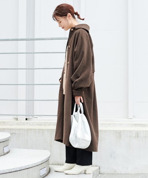 Web限定カラー チャコールグレー シャギーステンカラーコート Omekashi オメカシ レディース Pal Closet パルクローゼット パルグループ公式ファッション通販サイト