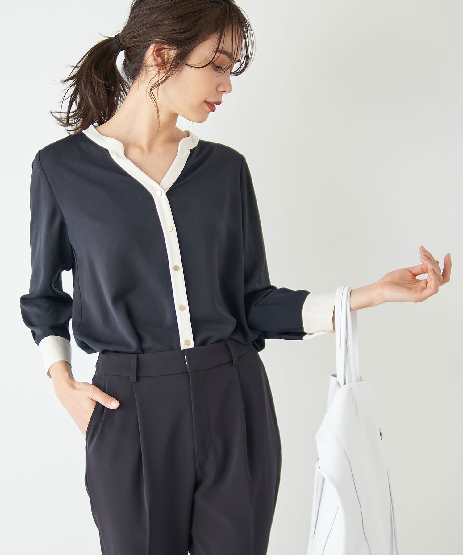 手洗い可 ｓサイズあり バイカラースキッパーブラウス La Boutique Bonbon ラブティックボンボン レディース Pal Closet パルクローゼット パルグループ公式ファッション通販サイト