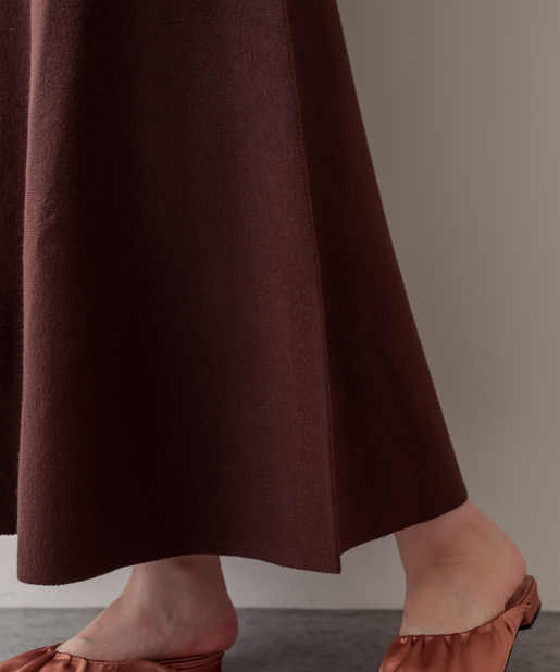 natural couture(ナチュラルクチュール) 【WEB限定】ニットロングたっぷりフレアスカート