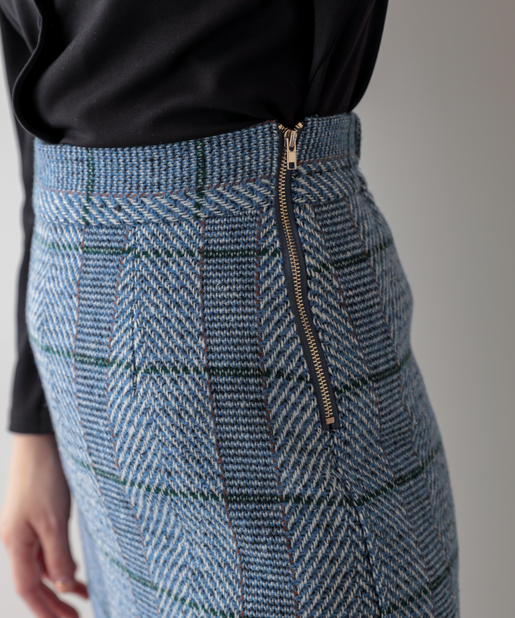 natural couture(ナチュラルクチュール) 裾フリンジチェックナロースカート
