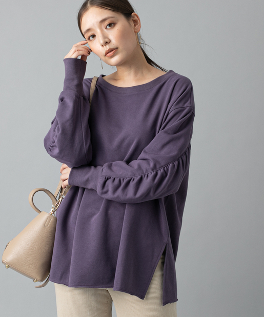 un dix cors(アンディコール) 【《女性らしく着れる》手洗い可】ギャザースリーブ裏毛プルオーバー