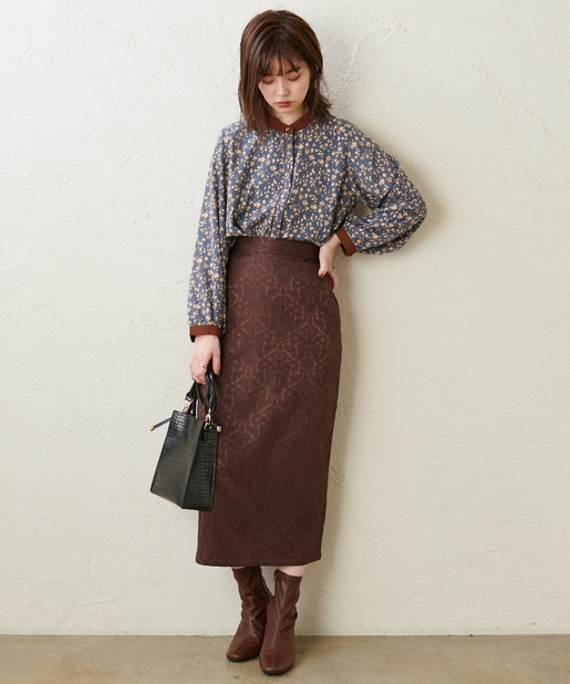 natural couture(ナチュラルクチュール) カラージャガードタイトスカート
