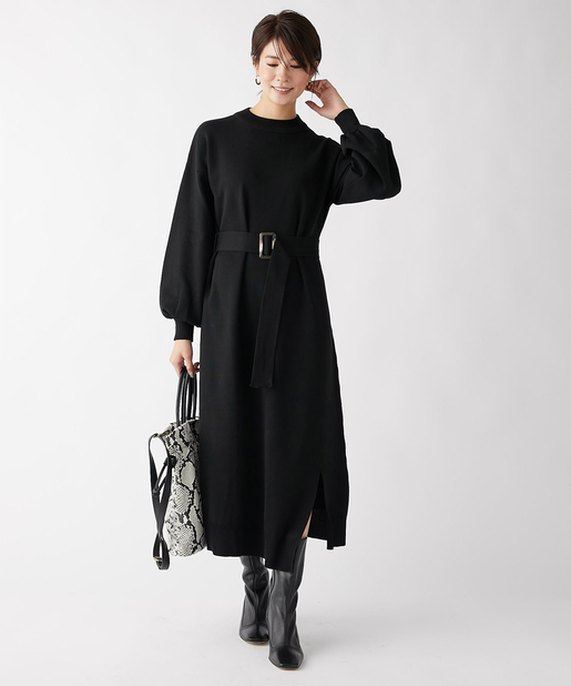 un dix cors(アンディコール) ここでしか手に入らない！【WEB限定・手洗い可】Eヤーンベルト付ニットワンピース