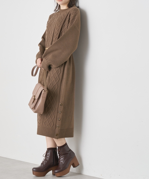 ベルト付ケーブルロングニットワンピース Olive Des Olive オリーブ デ オリーブ レディース Pal Closet パルクローゼット パルグループ公式ファッション通販サイト