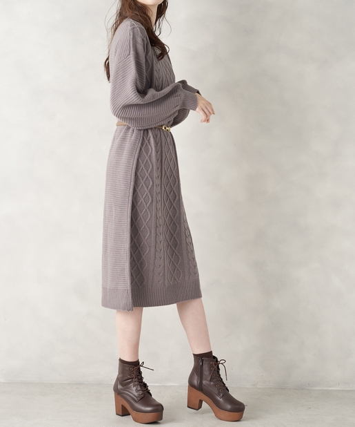 ベルト付ケーブルロングニットワンピース Olive Des Olive オリーブ デ オリーブ レディース Pal Closet パルクローゼット パルグループ公式ファッション通販サイト