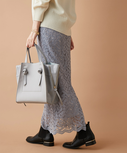 un dix cors(アンディコール) 【《女性らしい着こなしが決まる》手洗い可】ベロアパイピングレーススカート