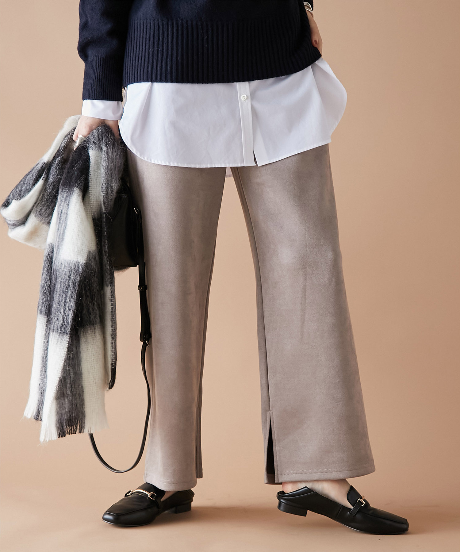 un dix cors(アンディコール) 【柔らかな素材がストレスフリーで履ける】スウェードダブルクロスパンツ