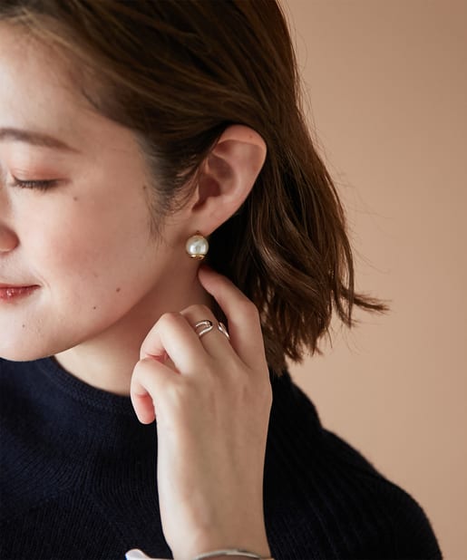 un dix cors(アンディコール) 【顔周りを華やかに見せてくれる】パール一粒ピアス
