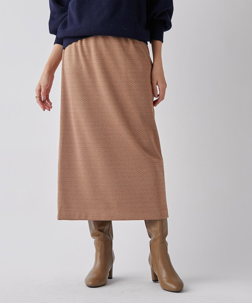 un dix cors(アンディコール) 【《ストレスフリーな履き心地》手洗い可】ヘリンボンロングナロースカート