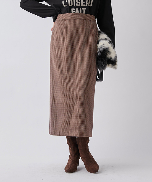 un dix cors(アンディコール) 【《ストレスフリーな履き心地》手洗い可】ヘリンボンロングナロースカート