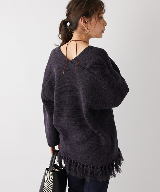 un dix cors(アンディコール) 【主役級ニット】アルパカ混ルーズフリンジニット