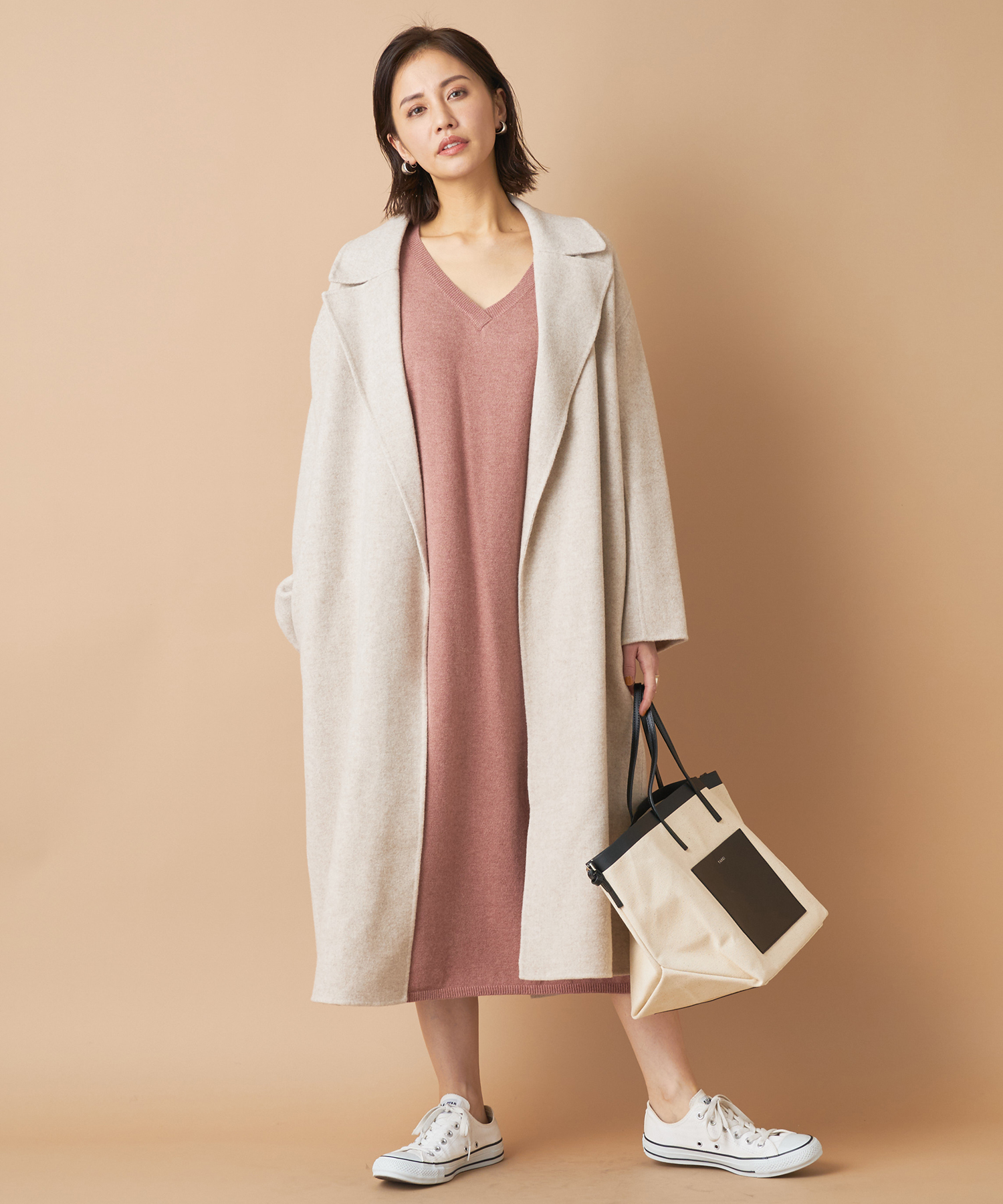 un dix cors(アンディコール) 【高級感のあるウールアウター】ベルト付ルーズチェスターコート