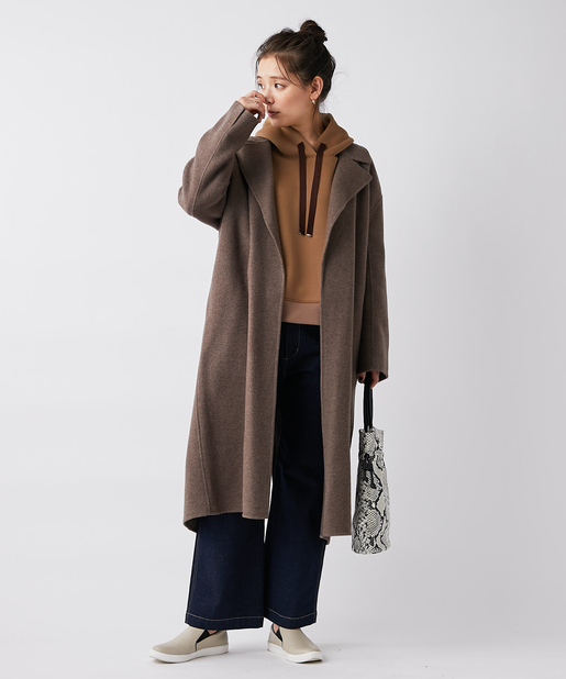 un dix cors(アンディコール) 【高級感のあるウールアウター】ベルト付ルーズチェスターコート