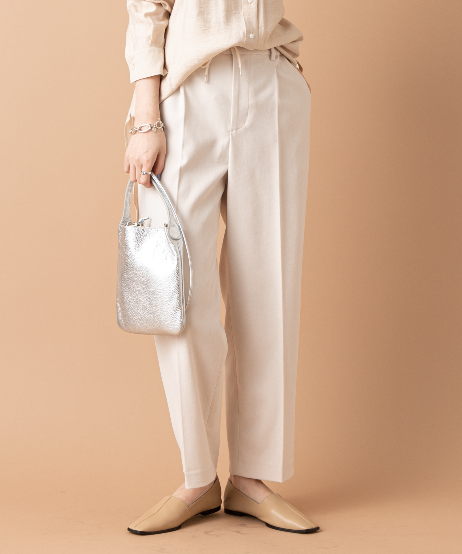 un dix cors(アンディコール) 【《リラックスした履き心地》手洗い可】起毛カルゼセミワイドパンツ