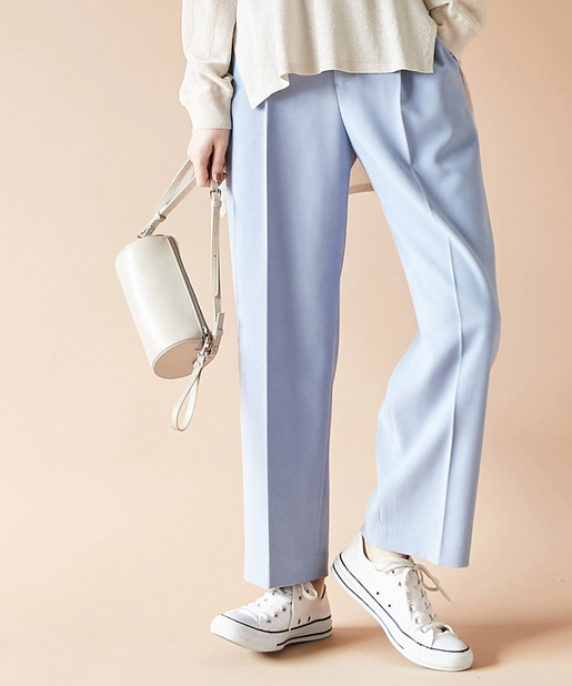 un dix cors(アンディコール) 【《リラックスした履き心地》手洗い可】起毛カルゼセミワイドパンツ