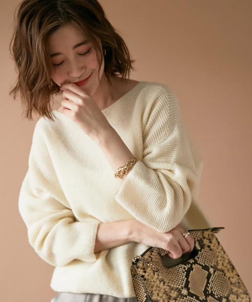 un dix cors(アンディコール) 【柔らかな風合いで女性らしい】ルーズガーターニット