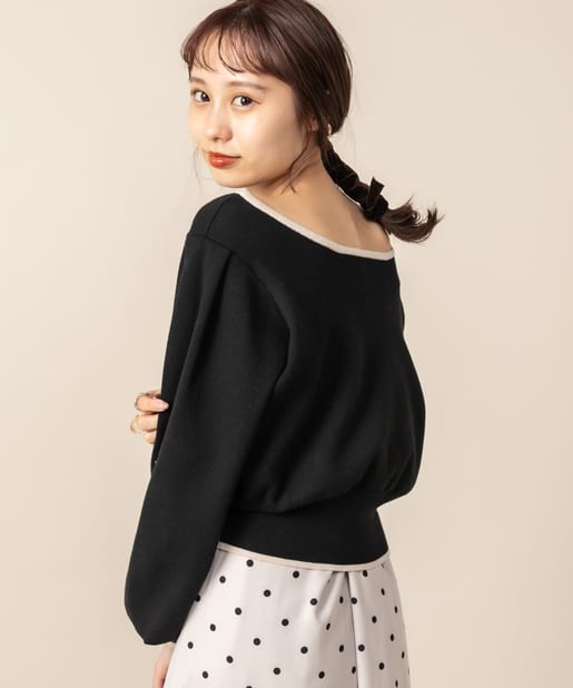 Mline パフ袖バイカラーニット Mystic ミスティック レディース Pal Closet パルクローゼット パルグループ公式ファッション通販サイト