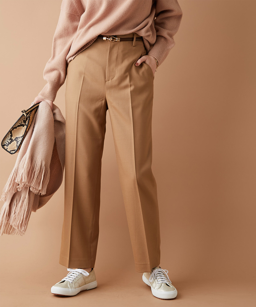 Alysi Flannel Trouser in Camel Womens Clothing Trousers Brown Slacks and Chinos Capri and cropped trousers 
