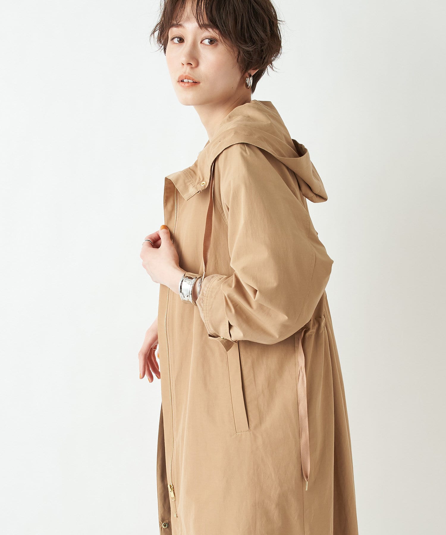 自分らしいシルエットに ウェザーフードロングコート Un Dix Cors アンディコール レディース Pal Closet パルクローゼット パルグループ公式ファッション通販サイト