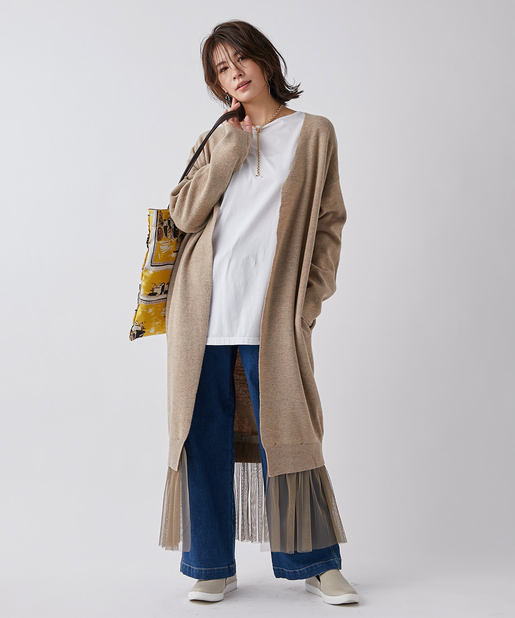 コートのインナーにも着れる 裾チュール2wayロングカーデ Un Dix Cors アンディコール レディース Pal Closet パルクローゼット パルグループ公式ファッション通販サイト