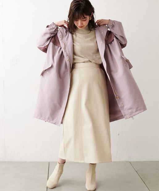natural couture(ナチュラルクチュール) ボリューム袖配色ロングマンパ