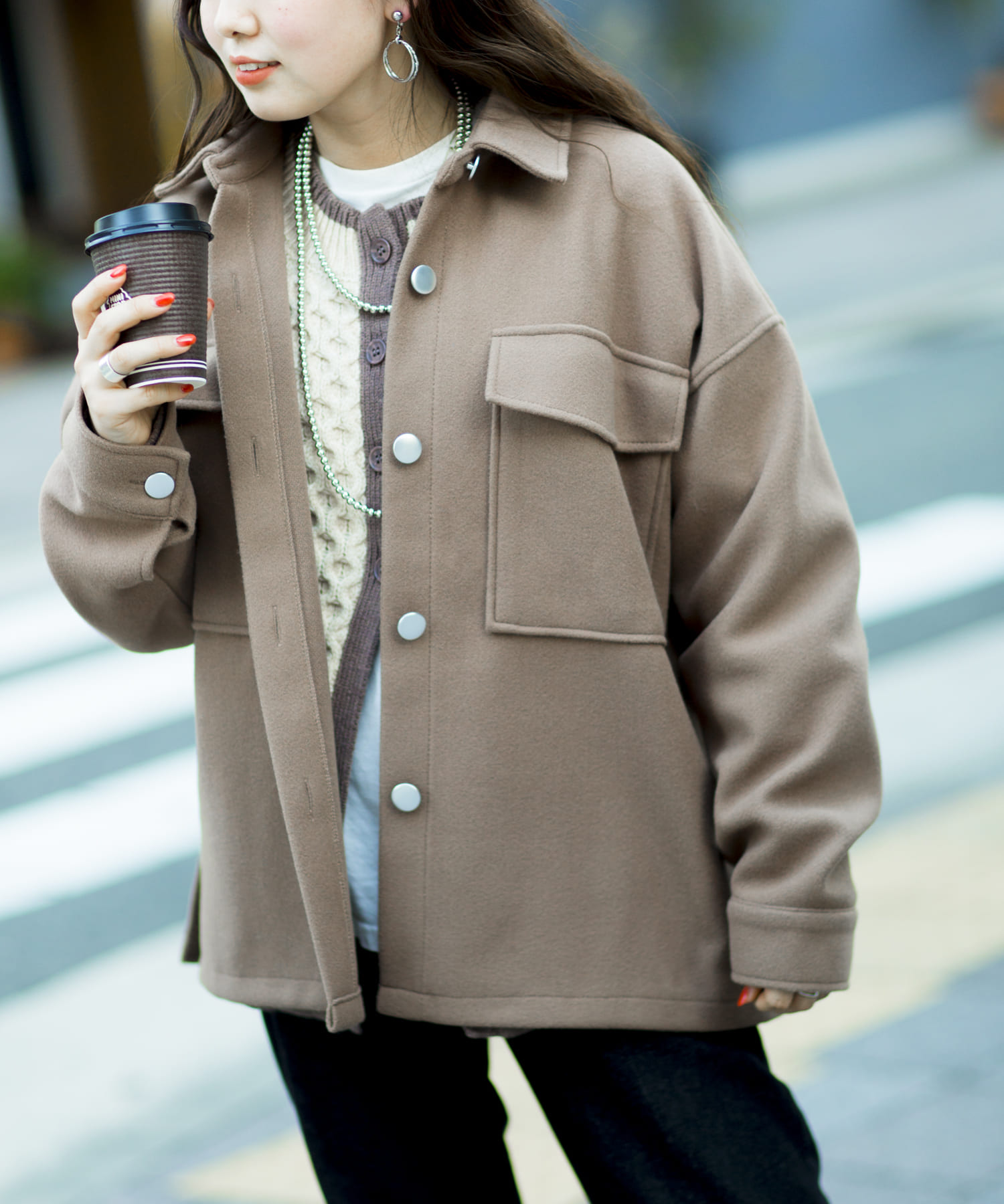 フェイクウールbigポケットシャツジャケット Cpcm シーピーシーエム レディース Pal Closet パルクローゼット パルグループ公式ファッション通販サイト