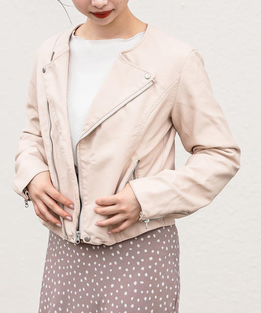 ノーカラーレザージャケット Nice Claup Outlet ナイスクラップ アウトレット レディース Pal Closet パルクローゼット パルグループ公式ファッション通販サイト