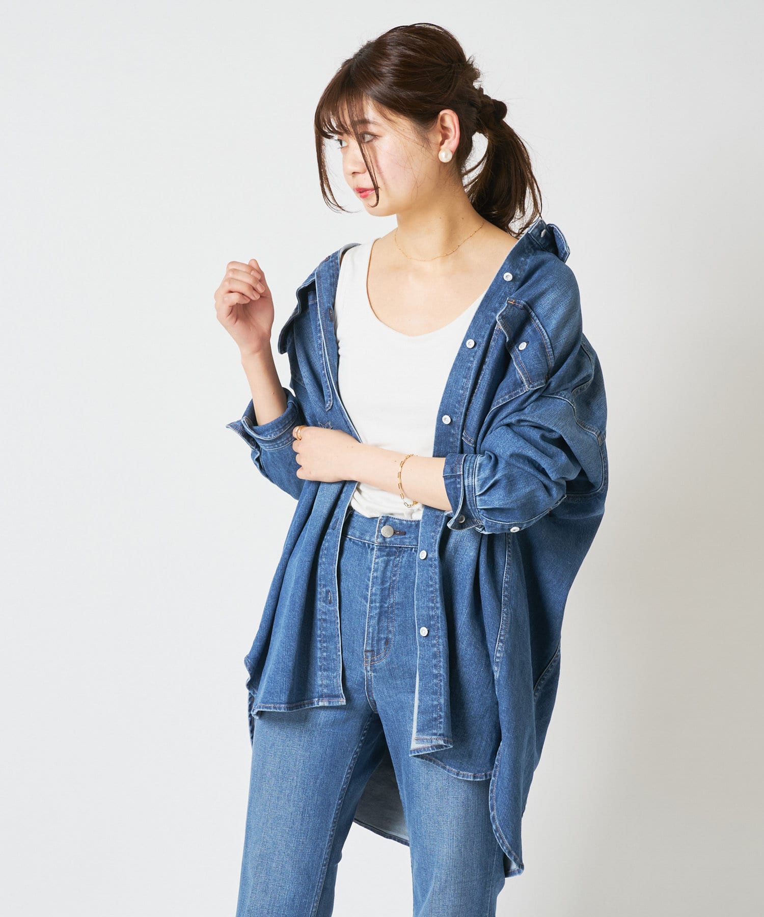 Healthy Denim ヘルシーデニム デニムシャツ Almond Collage Gallardagalante コラージュ ガリャルダガランテ レディース Pal Closet パルクローゼット パルグループ公式ファッション通販サイト