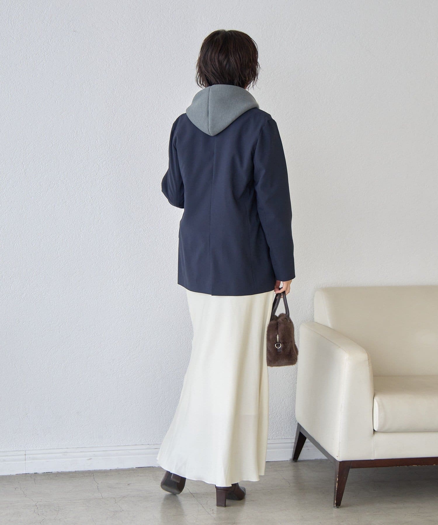 RIVE DROITE(リヴドロワ) 予約【WEB限定/キレイめ上品】スポンジダンボールZIPパーカーカットソー