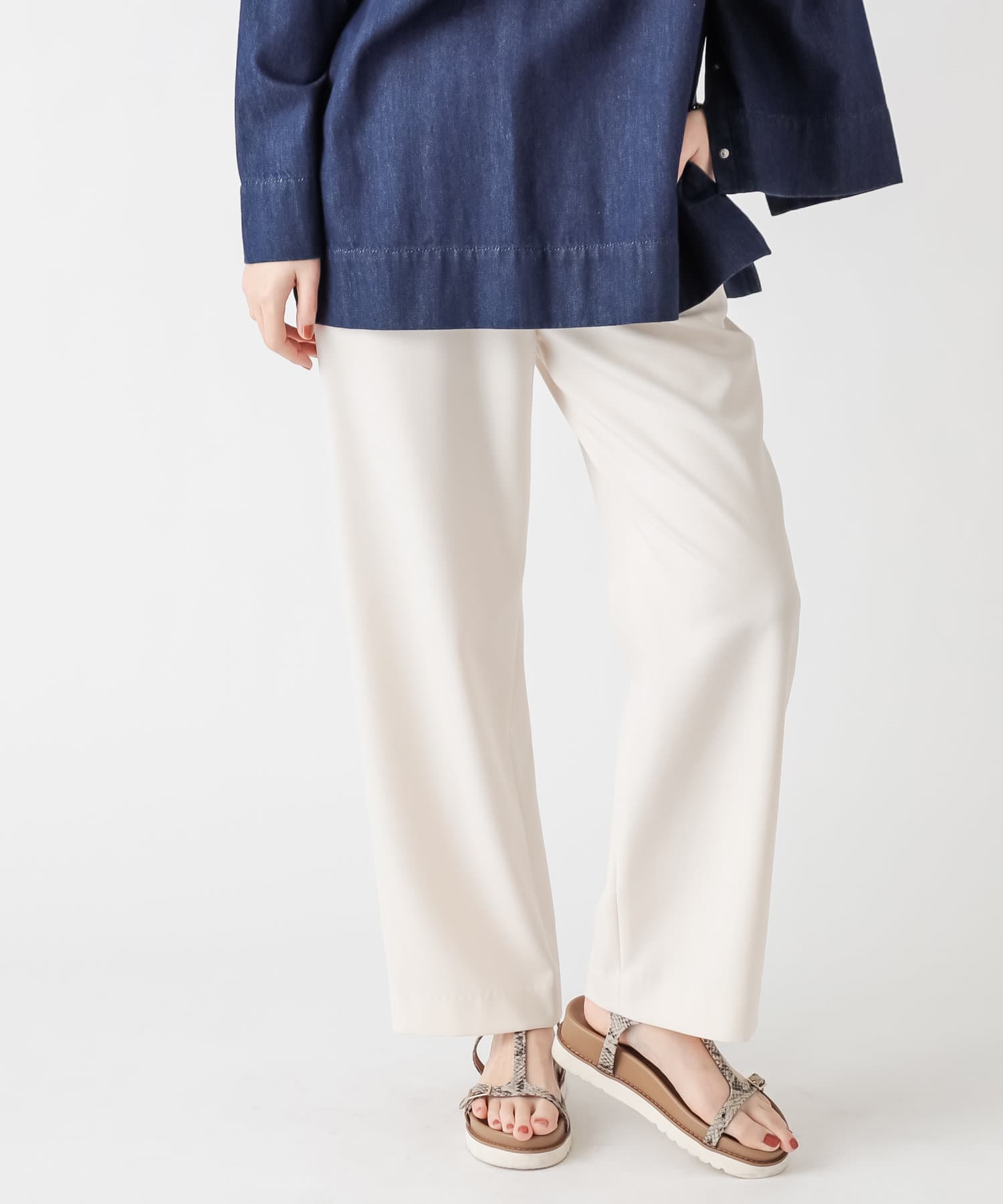 un dix cors(アンディコール) 【リラクシーな履き心地】ウールタッチイージーストレートパンツ