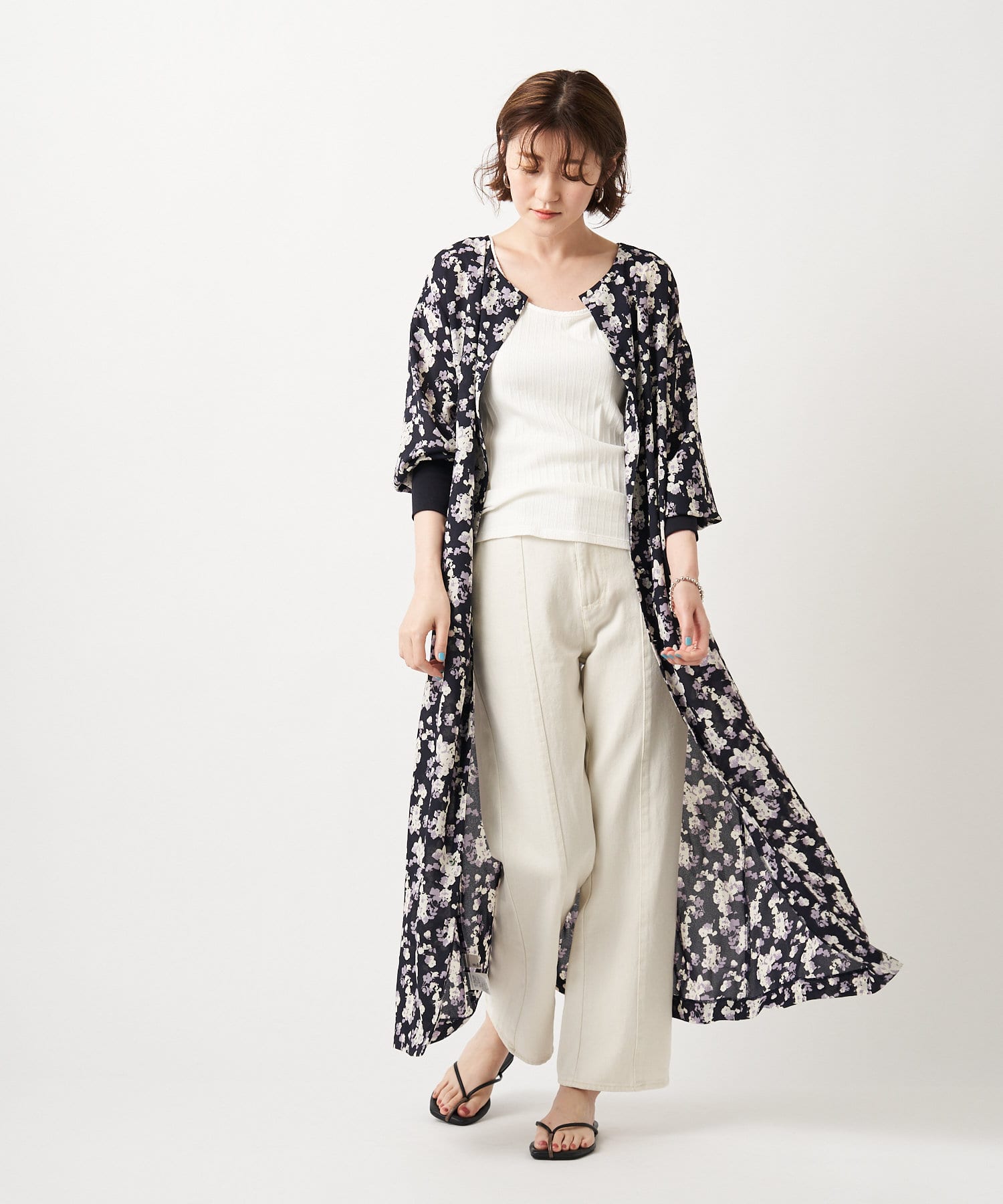 un dix cors(アンディコール) 【1枚で華やか】2WAYジョーゼットフラワーワンピース