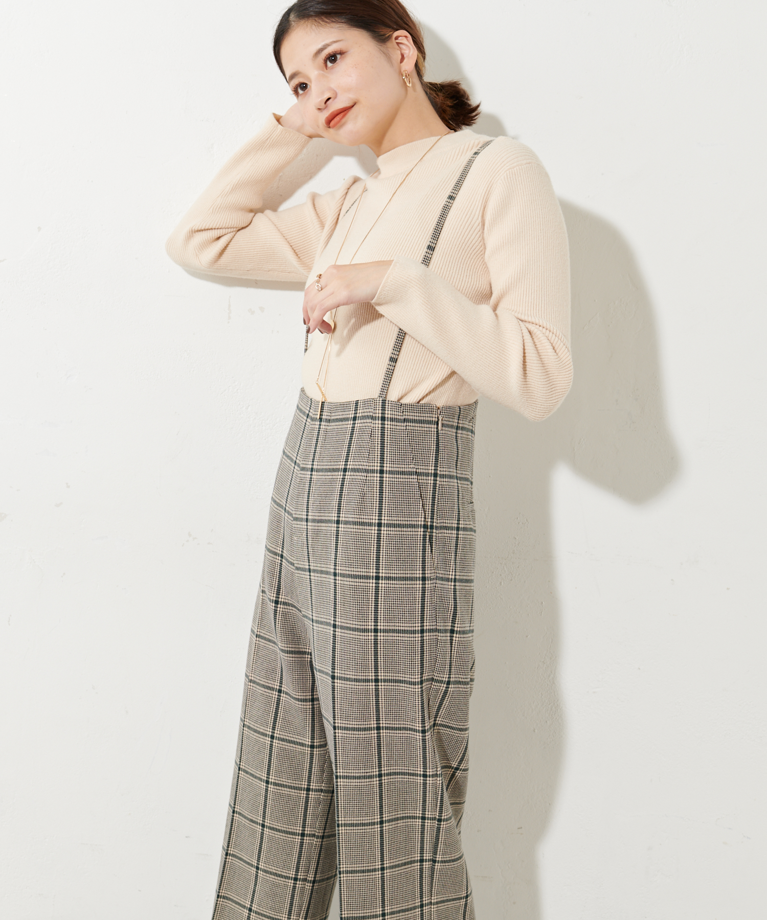 肩紐付きチェックパンツ Discoat ディスコート レディース Pal Closet パルクローゼット パルグループ公式ファッション通販サイト