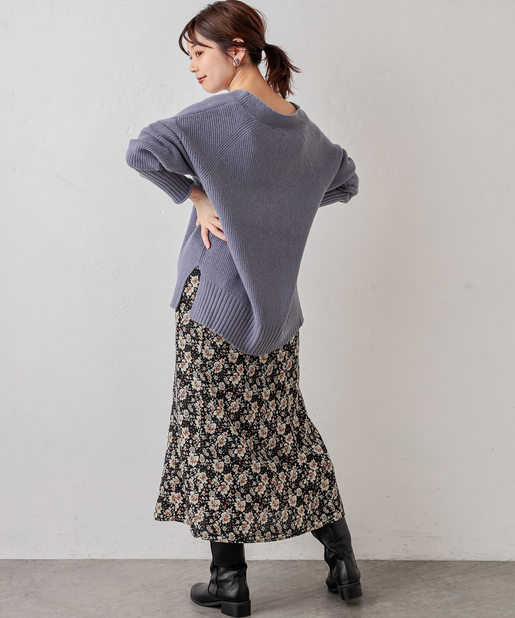 natural couture(ナチュラルクチュール) オリエンタル柄マーメイドフレアスカート