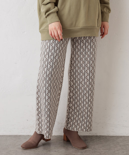 小紋柄ジャガードニットパンツ | natural couture(ナチュラル